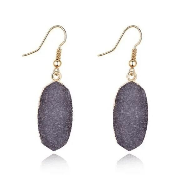 2/$21 Black Grey Faux Stone Earrings - Picture 1 of 3